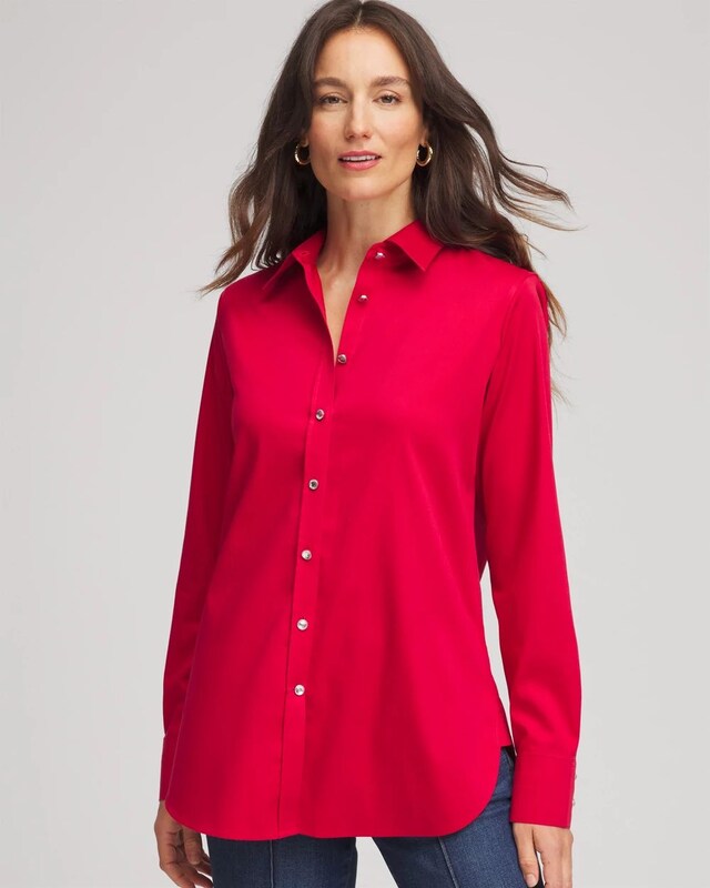 No Iron Rhinestone Button Shirt - image 1